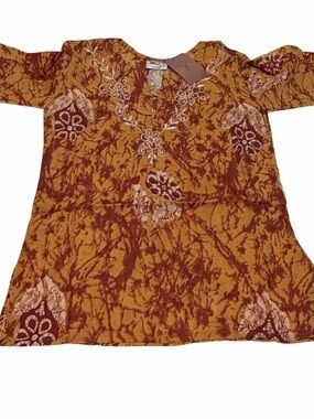 Raj Kids Mustard Embroidered Cotton Tunic Top 6-8 Yrs Boho NWT